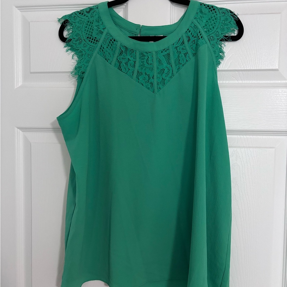 Cato Green Lace Sleeveless Top